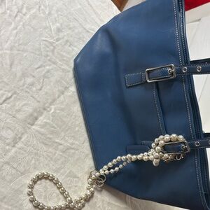 Coach Navy Leather Tag